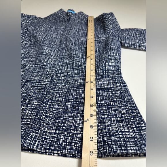 J.McLaughlin Navy White Neoprene Zip-down Jacket Size Large Gingham Interior - Picture 4 of 7